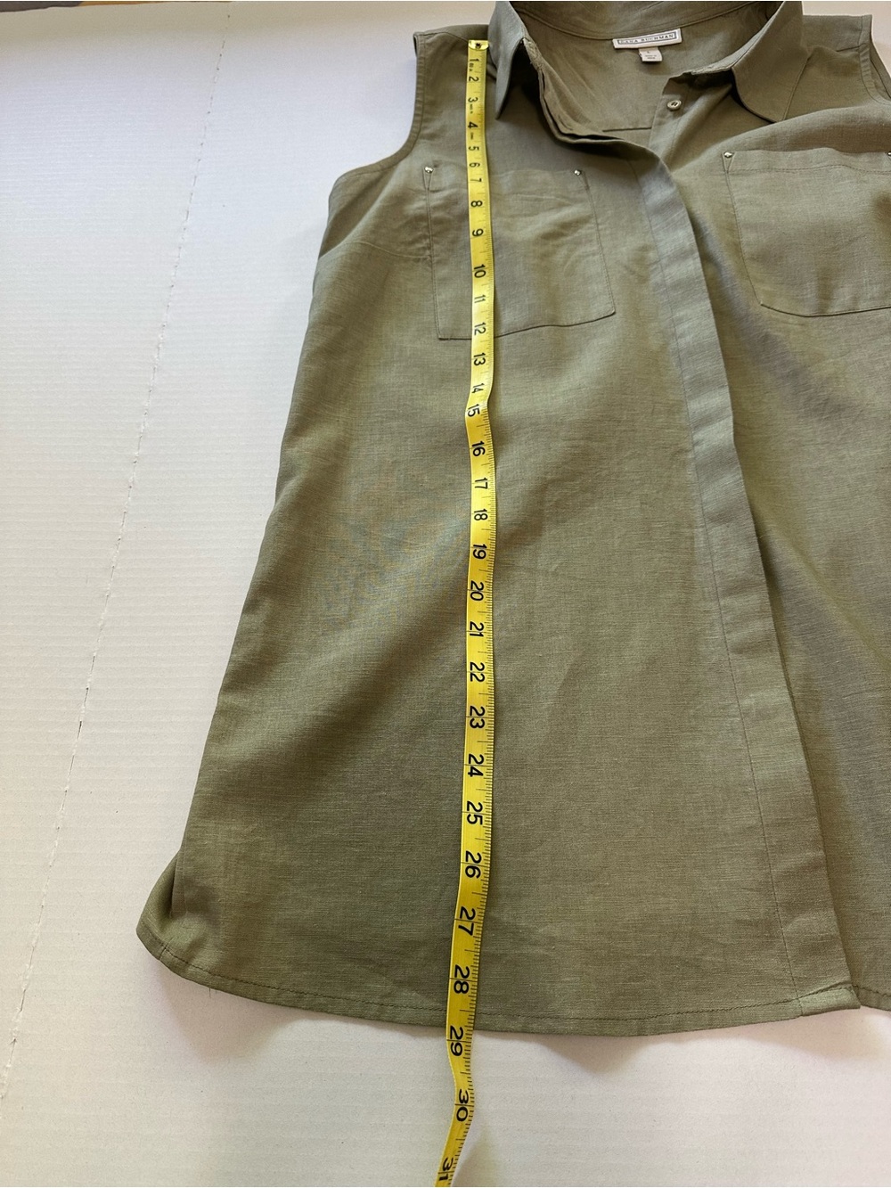 Dana Buckman Sleeveless Button-Front Shirt in Olive Green-Sz L NWT - Picture 8 of 10